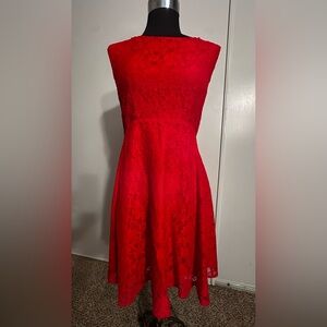 French Connection Strapless Red Lace Dress